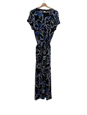 Chicos Travelers Collection Floral Print Faux Wrap Tie Waist Maxi Dress